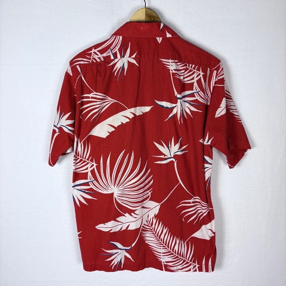 L.L. Bean Vintage Red Tropical Print Hawaiian Shirt Button Down - Picture 2 of 8